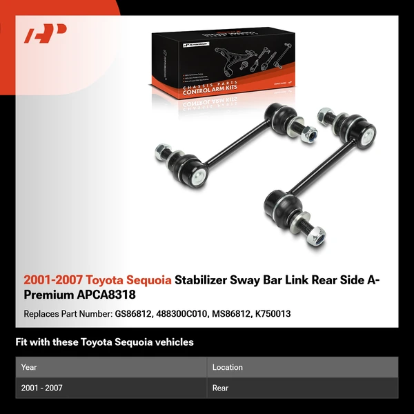 2001-2007 Toyota Sequoia Stabilizer Sway Bar Link Rear Side A-Premium APCA8318