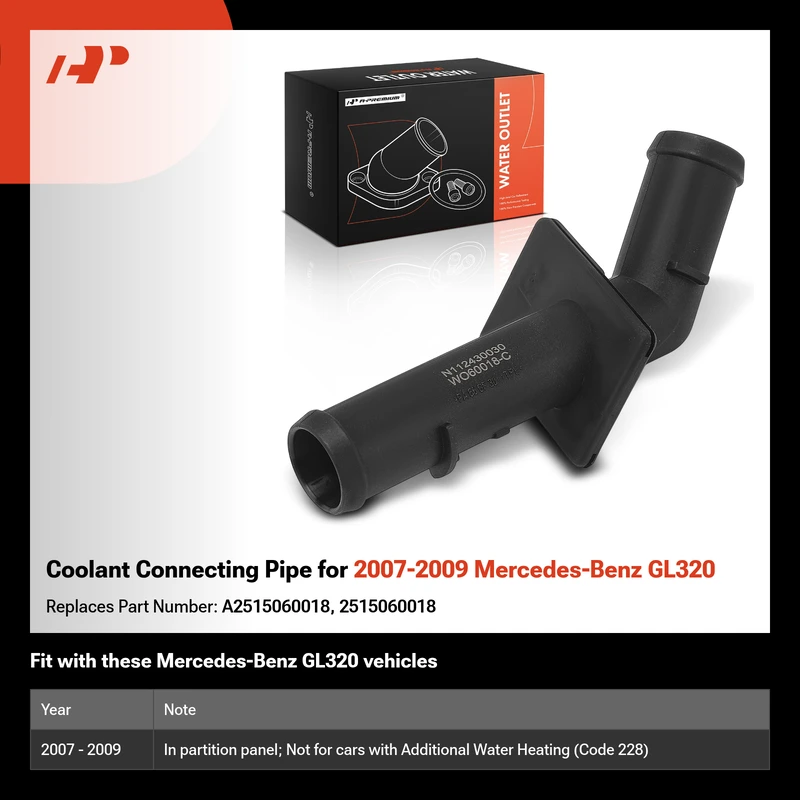 Coolant Connecting Pipe for 2007-2009 Mercedes-Benz GL320