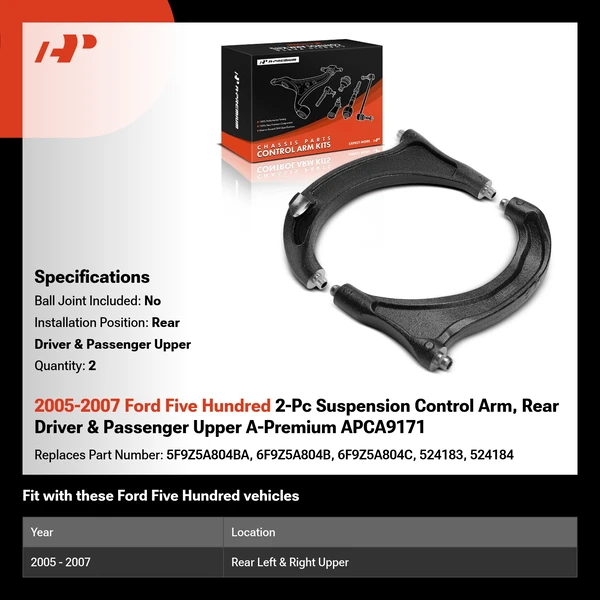 2005-2007 Ford Five Hundred 2-Pc Suspension Control Arm, Rear Driver & Passenger Upper A-Premium APCA9171