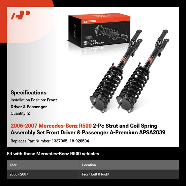 2006-2007 Mercedes-Benz R500 2-Pc Strut and Coil Spring Assembly Set Front Driver & Passenger A-Premium APSA2039