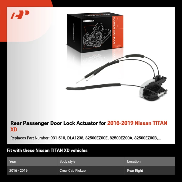 Rear Passenger Door Lock Actuator for 2016-2019 Nissan TITAN XD
