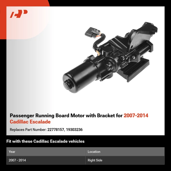 Passenger Running Board Motor with Bracket for 2007-2014 Cadillac Escalade