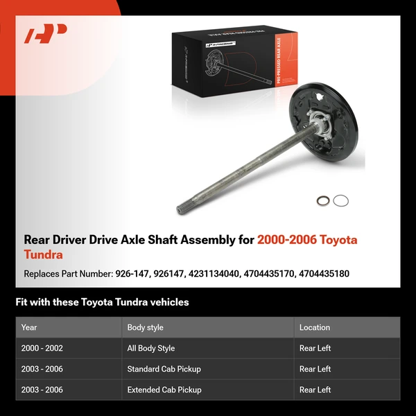 Rear Driver Drive Axle Shaft Assembly for 2000-2006 Toyota Tundra