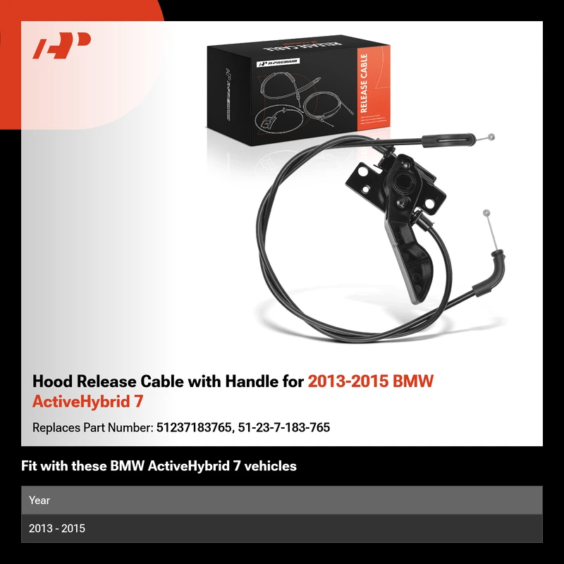 Hood Release Cable with Handle for 2013-2015 BMW ActiveHybrid 7