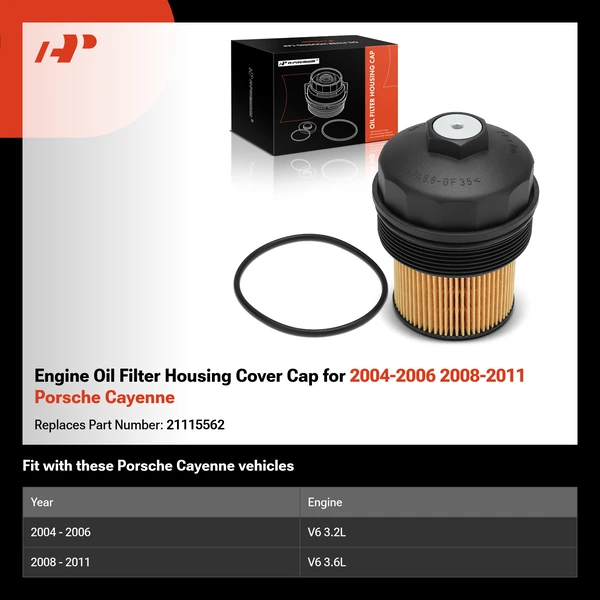 Engine Oil Filter Housing Cover Cap for 2004-2006 2008-2011 Porsche Cayenne