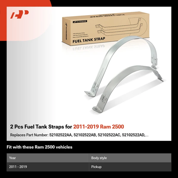 2 Pcs Fuel Tank Straps for 2011-2019 Ram 2500