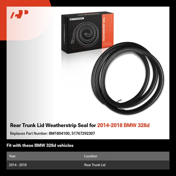 Rear Trunk Lid Weatherstrip Seal for 2014-2018 BMW 328d