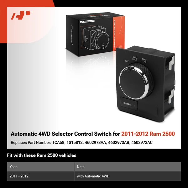 Automatic 4WD Selector Control Switch for 2011-2012 Ram 2500