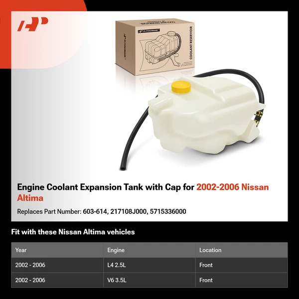 Engine Coolant Expansion Tank with Cap for 2002-2006 Nissan Altima