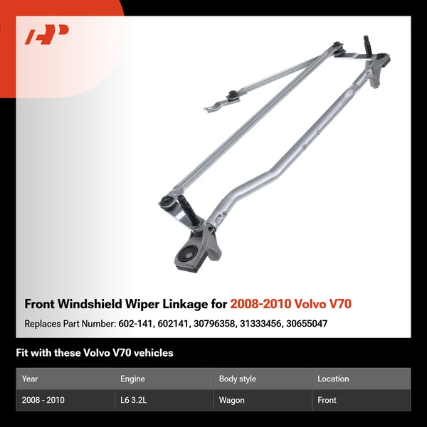 Front Windshield Wiper Linkage for 2008-2010 Volvo V70