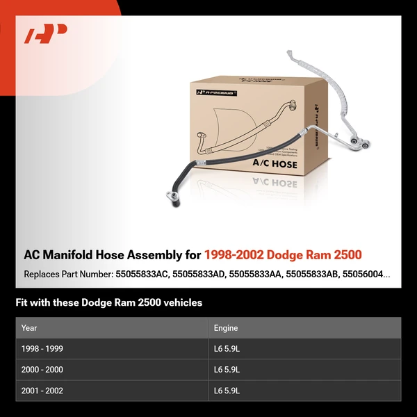 AC Manifold Hose Assembly for 1998-2002 Dodge Ram 2500