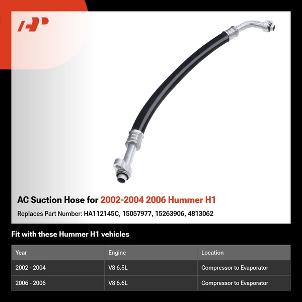 AC Suction Hose for 2002-2004 2006 Hummer H1