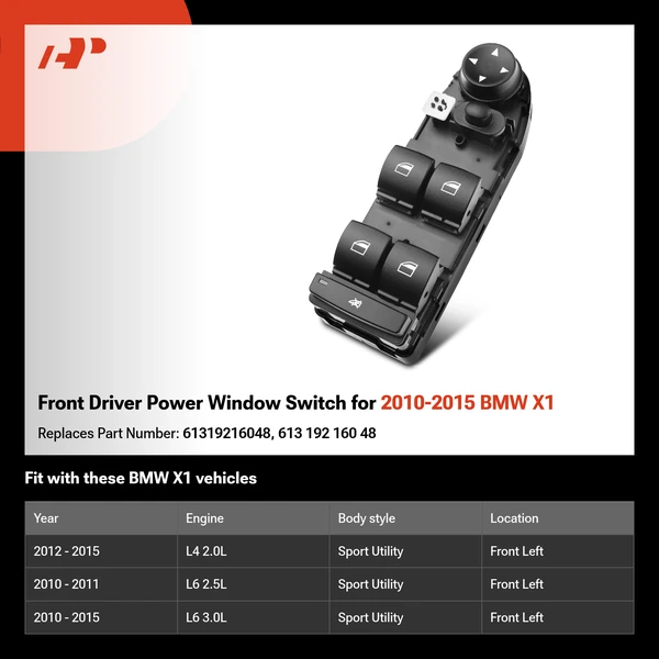 Front Driver Power Window Switch for 2010-2015 BMW X1