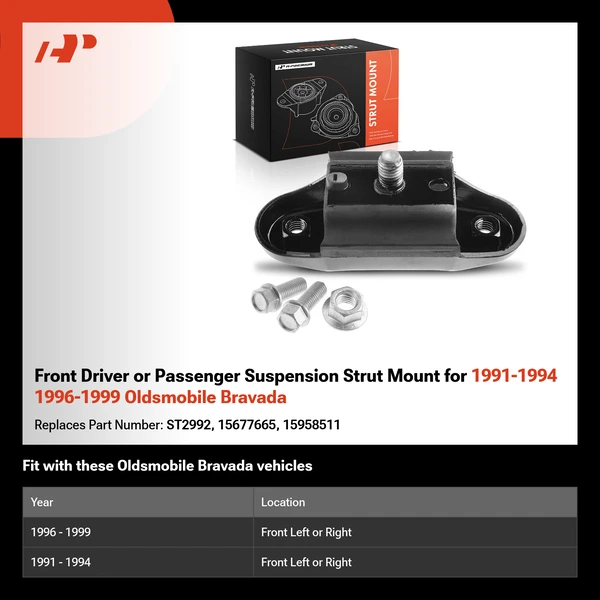Front Driver or Passenger Suspension Strut Mount for 1991-1994 1996-1999 Oldsmobile Bravada