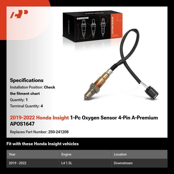 2019-2022 Honda Insight 1-Pc Oxygen Sensor 4-Pin A-Premium APOS1647