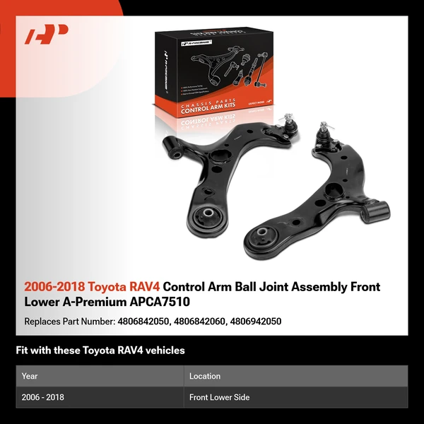 2006-2018 Toyota RAV4 Control Arm Ball Joint Assembly Front Lower A-Premium APCA7510