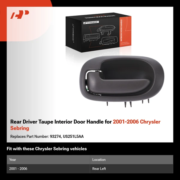 Rear Driver Taupe Interior Door Handle for 2001-2006 Chrysler Sebring