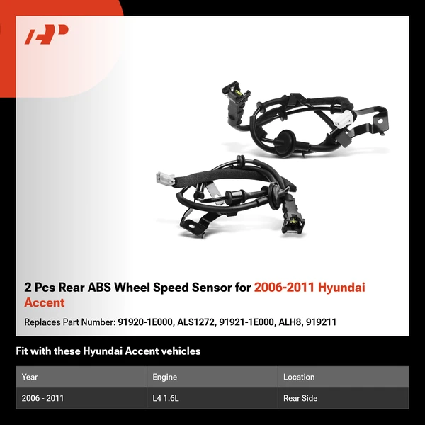 2 Pcs Rear ABS Wheel Speed Sensor for 2006-2011 Hyundai Accent