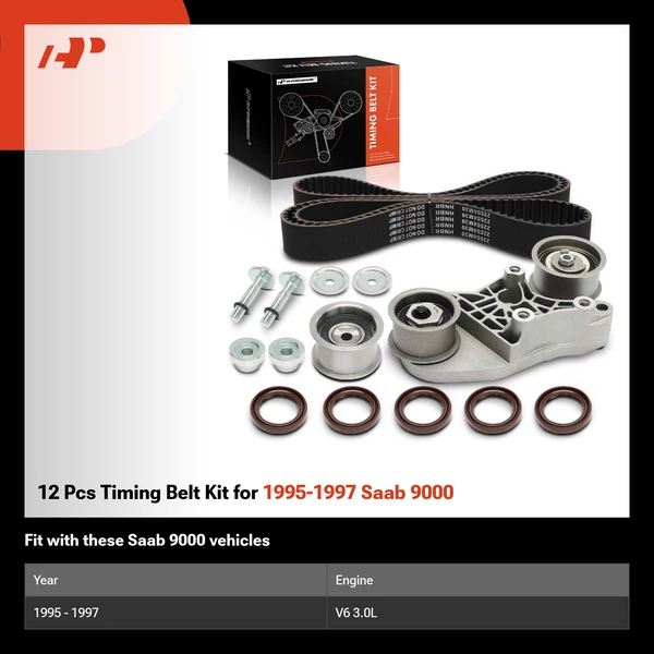 12 Pcs Timing Belt Kit for 1995-1997 Saab 9000