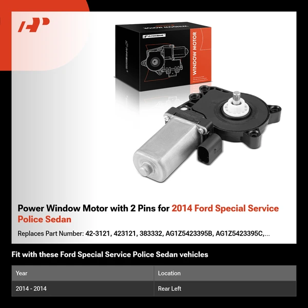 Power Window Motor with 2 Pins for 2014 Ford Special Service Police Sedan