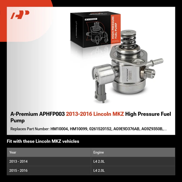A-Premium APHFP003 2013-2016 Lincoln MKZ High Pressure Fuel Pump