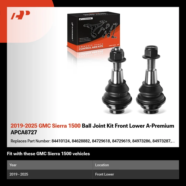 2019-2025 GMC Sierra 1500 Ball Joint Kit Front Lower A-Premium APCA8727