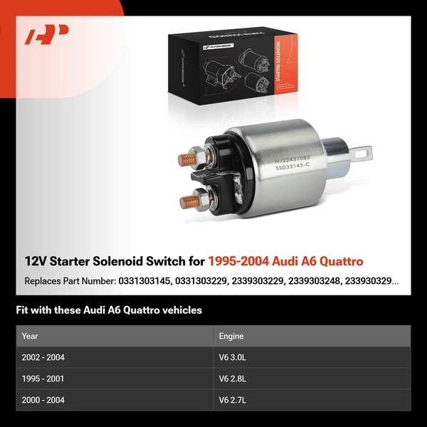 12V Starter Solenoid Switch for 1995-2004 Audi A6 Quattro