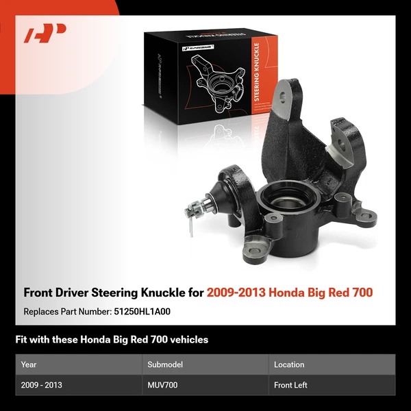 Front Driver Steering Knuckle for 2009-2013 Honda Big Red 700