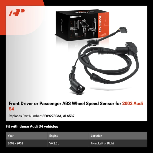 Front Driver or Passenger ABS Wheel Speed Sensor for 2002 Audi S4