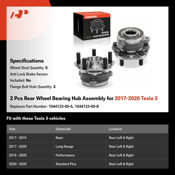 2 Pcs Rear Wheel Bearing Hub Assembly for 2017-2020 Tesla 3
