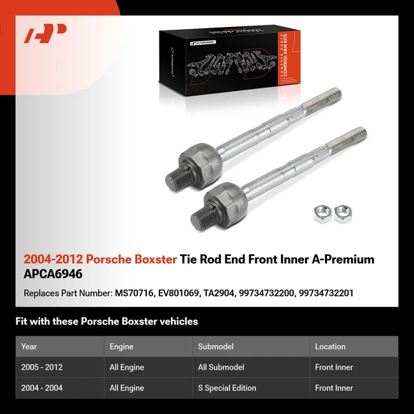 2004-2012 Porsche Boxster Tie Rod End Front Inner A-Premium APCA6946