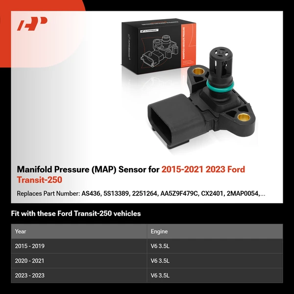 Manifold Pressure (MAP) Sensor for 2015-2021 2023 Ford Transit-250