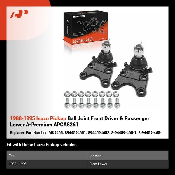 1988-1995 Isuzu Pickup Ball Joint Front Driver & Passenger Lower A-Premium APCA8261