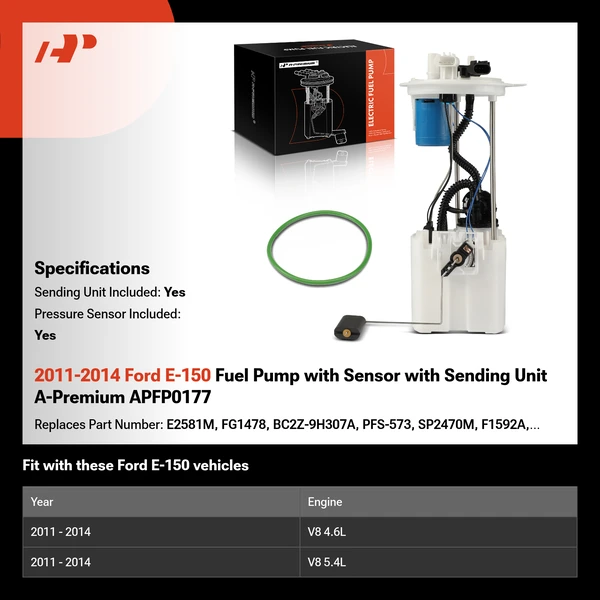 2011-2014 Ford E-150 Fuel Pump with Sensor with Sending Unit A-Premium APFP0177