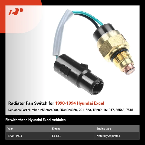 Radiator Fan Switch for 1990-1994 Hyundai Excel