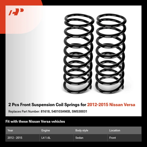 2 Pcs Front Suspension Coil Springs for 2012-2015 Nissan Versa
