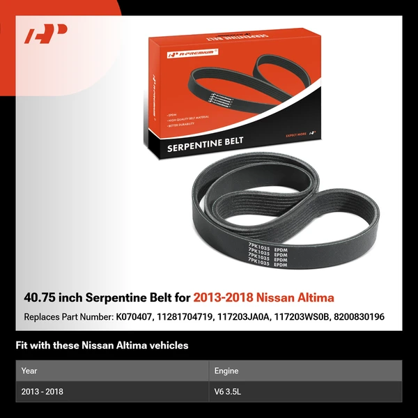 40.75 inch Serpentine Belt for 2013-2018 Nissan Altima