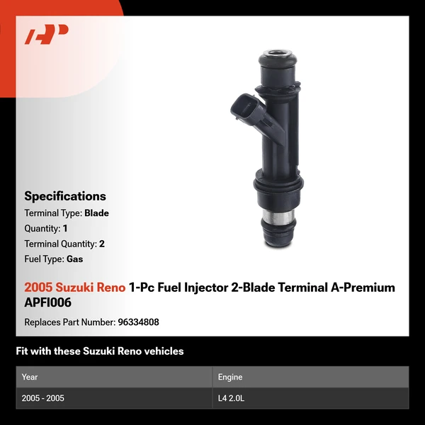 2005 Suzuki Reno 1-Pc Fuel Injector 2-Blade Terminal A-Premium APFI006