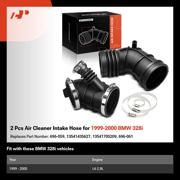 2 Pcs Air Cleaner Intake Hose for 1999-2000 BMW 328i