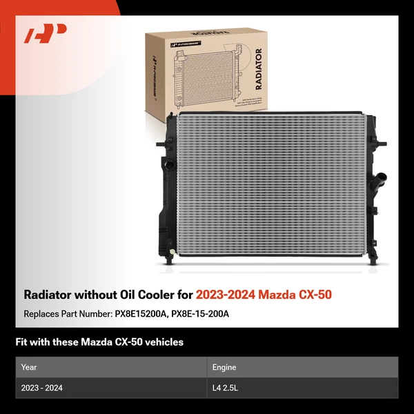 Radiator without Oil Cooler for 2023-2024 Mazda CX-50