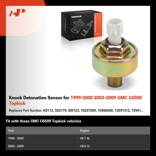 Knock Detonation Sensor for 1999-2000 2003-2009 GMC C6500 Topkick