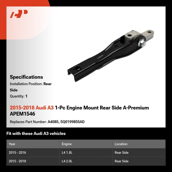 2015-2018 Audi A3 1-Pc Engine Mount Rear Side A-Premium APEM1546