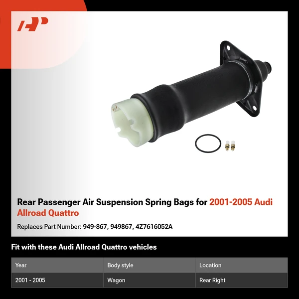 Rear Passenger Air Suspension Spring Bags for 2001-2005 Audi Allroad Quattro