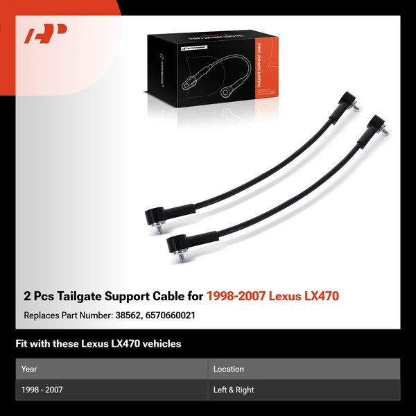 2 Pcs Tailgate Support Cable for 1998-2007 Lexus LX470