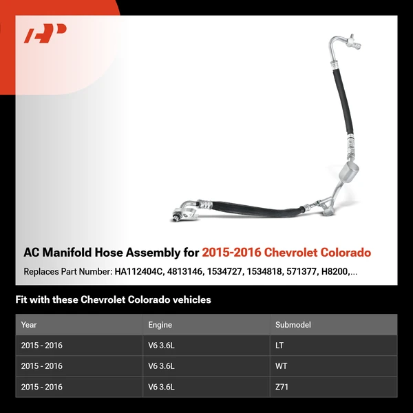 AC Manifold Hose Assembly for 2015-2016 Chevrolet Colorado