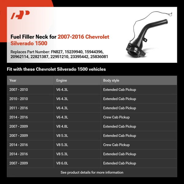 Fuel Filler Neck for 2007-2016 Chevrolet Silverado 1500