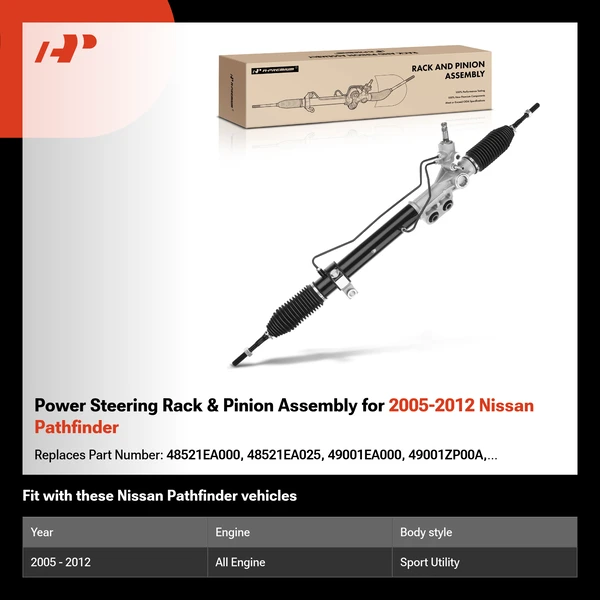 Power Steering Rack & Pinion Assembly for 2005-2012 Nissan Pathfinder