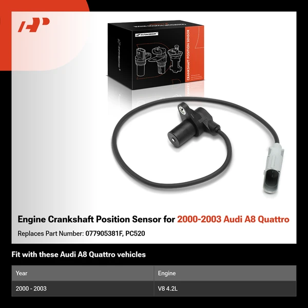 Engine Crankshaft Position Sensor for 2000-2003 Audi A8 Quattro