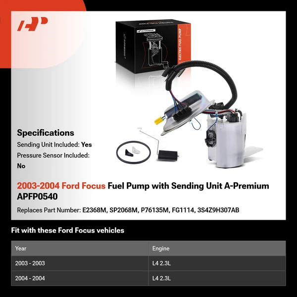 2003-2004 Ford Focus Fuel Pump with Sending Unit A-Premium APFP0540