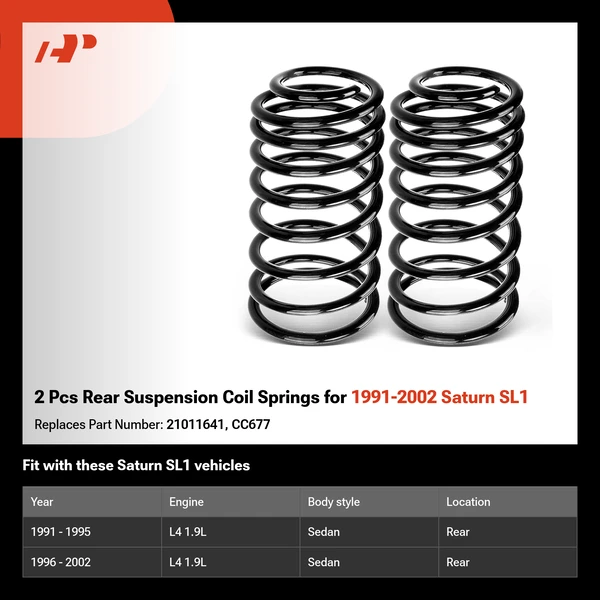 2 Pcs Rear Suspension Coil Springs for 1991-2002 Saturn SL1